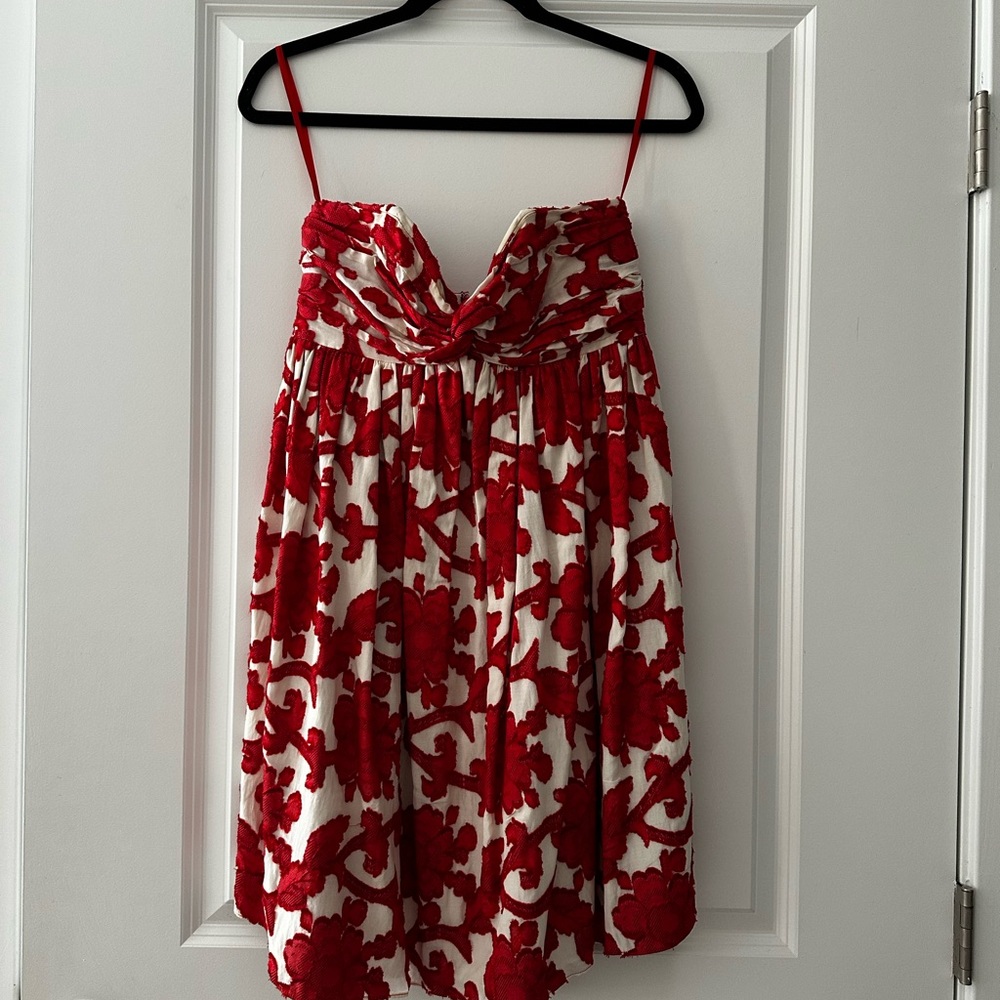 Red and White Floral Dress